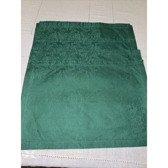 Set of 6 Pier 1 Imports Green Cotton Blend Placemats 13x19" Damask - Picture 1 of 5